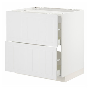 METOD / MAXIMERA Base cab f hob/2 fronts/2 drawers, white/Stensund white, 80x60 cm