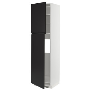 METOD High cabinet for fridge w 2 doors, white/Upplöv matt anthracite, 60x60x220 cm