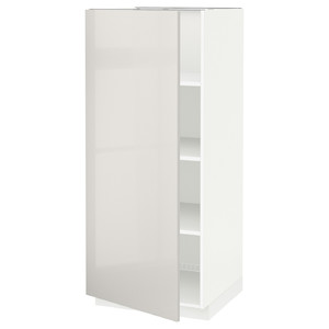 METOD High cabinet with shelves, white/Ringhult light grey, 60x60x140 cm