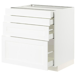METOD / MAXIMERA Base cab 4 frnts/4 drawers, white Enköping/white wood effect, 80x60 cm