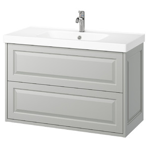 TÄNNFORSEN / ORRSJÖN Wash-stnd w drawers/wash-basin/tap, light grey, 102x49x69 cm