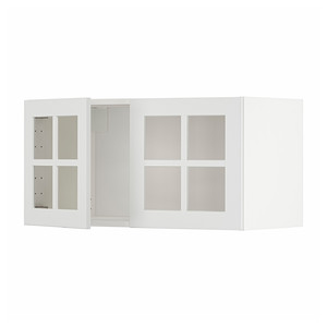 METOD Wall cabinet with 2 glass doors, white/Stensund white, 80x40 cm