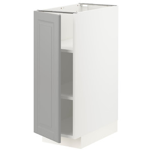 METOD Base cabinet with shelves, white/Bodbyn grey, 30x60 cm