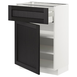 METOD / MAXIMERA Base cabinet with drawer/door, white/Lerhyttan black stained, 60x37 cm