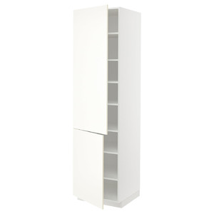 METOD High cabinet with shelves/2 doors, white/Vallstena white, 60x60x220 cm