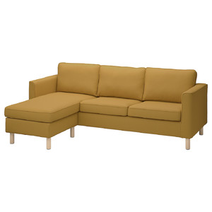 PÄRUP 3-seat sofa with chaise longue, Vissle yellow-brown