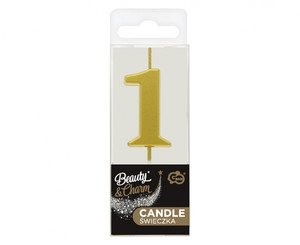 Birthday Candle Number 1, metallic gold