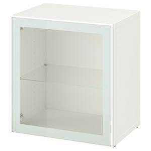BESTÅ Shelf unit with glass door, white Glassvik/white/light green clear glass, 60x42x64 cm