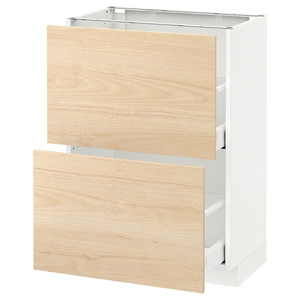 METOD / MAXIMERA Base cabinet with 2 drawers, white/Askersund light ash effect, 60x37 cm
