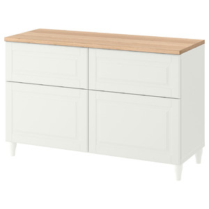 BESTÅ Storage combination w doors/drawers, white, Smeviken/Kabbarp white, 120x42x76 cm