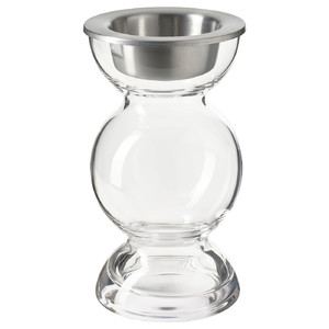 VINTERFINT Tealight holder, clear glass, 14 cm