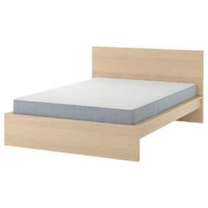 MALM Bed frame with mattress, white stained oak veneer/Vesteröy firm, 180x200 cm