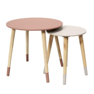 Set of 2 Side Tables Trundle, natual
