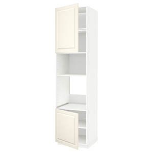 METOD Hi cb f oven/micro w 2 drs/shelves, white/Bodbyn off-white, 60x60x240 cm