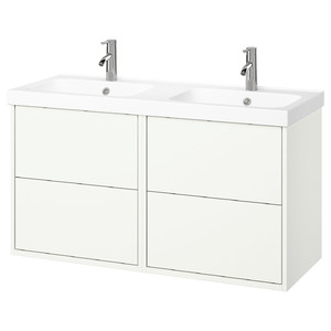 HAVBÄCK / ORRSJÖN Wash-stand/wash-basin/taps, white, 122x49x69 cm