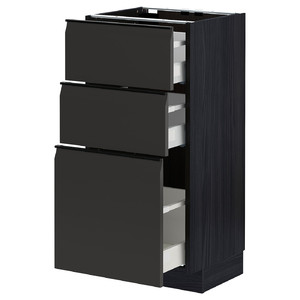 METOD / MAXIMERA Base cabinet with 3 drawers, black/Upplöv matt anthracite, 40x37 cm