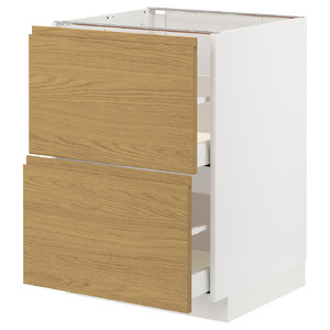 METOD / MAXIMERA Base cb 2 fronts/2 high drawers, white/Voxtorp oak effect, 60x60 cm