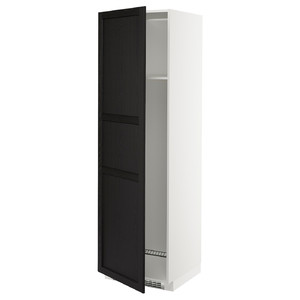 METOD High cab f fridge or freezer w door, white/Lerhyttan black stained, 60x60x200 cm