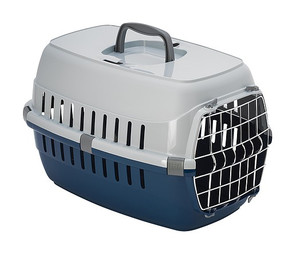 Pet Carrier Small IATA Lock, metal doors, dark blue