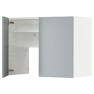 METOD Wall cb f extr hood w shlf/door, white/Veddinge grey, 80x60 cm
