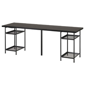 LAGKAPTEN/SPÄND Desk, black-brown/black, 200x60 cm