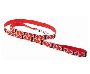 Chaba Adjustable Leash Tape 16mm x 130cm, red, patterned