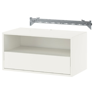 EKET Wall mounted media shelf w rail, white, 70x35x35 cm