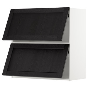 METOD Wall cabinet horizontal w 2 doors, white/Lerhyttan black stained, 80x80 cm