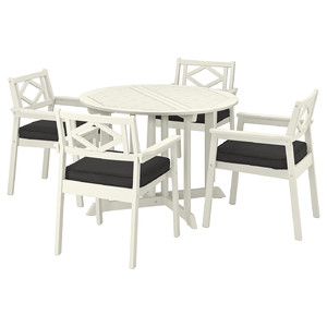 BONDHOLMEN Table+4 chairs w armrests, outdoor, white/beige/Järpön/Duvholmen anthracite