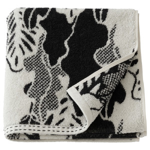 FRÖDD Hand towel, black/leaf, 50x100 cm