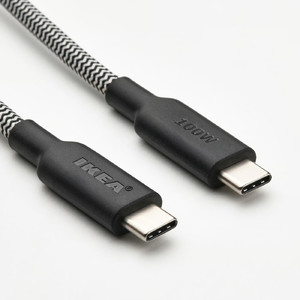RUNDHULT USB-C to USB-C, black/white, 1.5 m/100 W