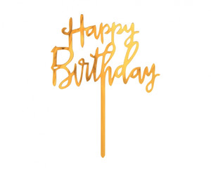 Acrylic Cake Topper Happy Birthday, gold