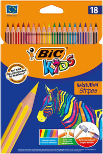 BIC Woodless Colour Pencils Evolution Stripes 18 Colours 5+