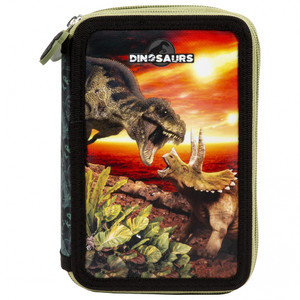 Pencil Case Double with Scool Accessories Dinosaurs