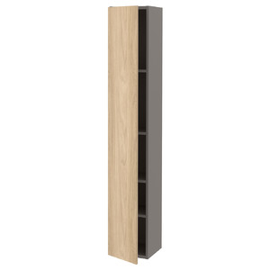 ENHET Hi cb w 4 shlvs/door, grey, oak effect, 30x30x180 cm