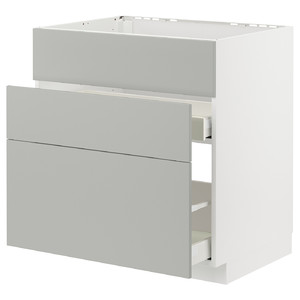METOD / MAXIMERA Base cab f sink+3 fronts/2 drawers, white/Havstorp light grey, 80x60 cm