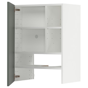 METOD Wall cb f extr hood w shlf/door, white/Bodarp grey-green, 60x80 cm