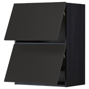 METOD Wall cabinet horizontal w 2 doors, black/Nickebo matt anthracite, 60x80 cm