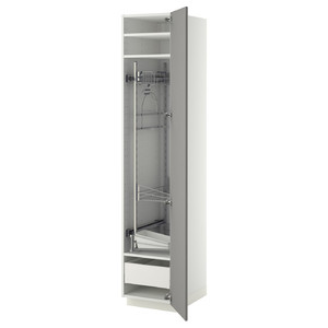 METOD / MAXIMERA High cabinet with cleaning interior, white/Bodbyn grey, 40x60x200 cm