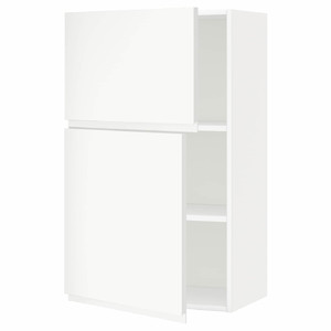 METOD Wall cabinet with shelves/2 doors, white/Voxtorp matt white, 60x100 cm