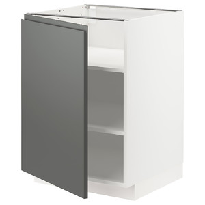METOD Base cabinet with shelves, white/Voxtorp dark grey, 60x60 cm