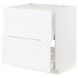 METOD / MAXIMERA Base cab f sink+2 fronts/2 drawers, white Enköping/white wood effect, 80x60 cm