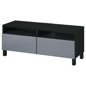 BESTÅ TV bench with drawers, black-brown/Riksviken/Stubbarp brushed dark pewter effect, 120x42x48 cm
