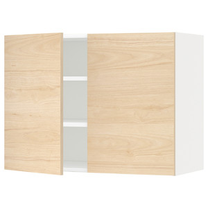 METOD Wall cabinet with shelves/2 doors, white/Askersund light ash effect, 80x60 cm