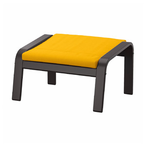 POÄNG Footstool, black-brown, Skiftebo yellow