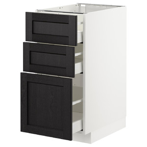 METOD Base cabinet with 3 drawers, white, Lerhyttan black stained, 40x60 cm