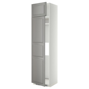 METOD Hi cab f fridge or freezer w 2 drs, white/Bodbyn grey, 60x60x240 cm
