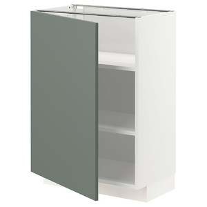 METOD Base cabinet with shelves, white/Bodarp grey-green, 60x37 cm