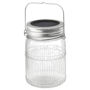 SOLVINDEN LED solar-powered table lamp, outdoor/jar clear, 15 cm