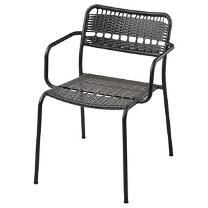 LÄCKÖ Chair with armrests, outdoor, dark grey